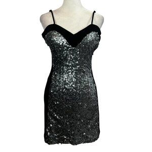 Alberto Makali Black Silver Gray Sequin Sweatheart Neckline Formal Dress…